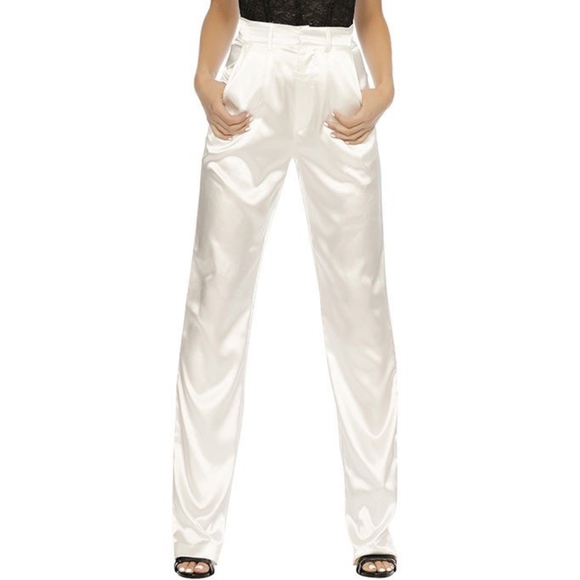 white satin trousers